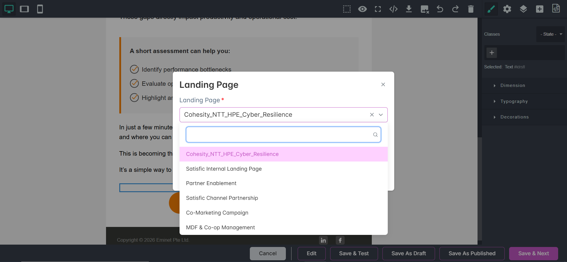 Dynamic landing page selection